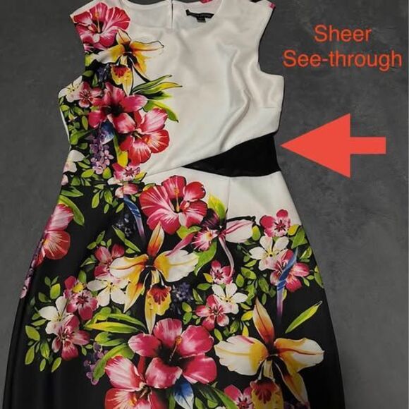 Women's Beautiful Floral Causal W/ Sheer See-Through Waist Dress - Picture 2 of 8